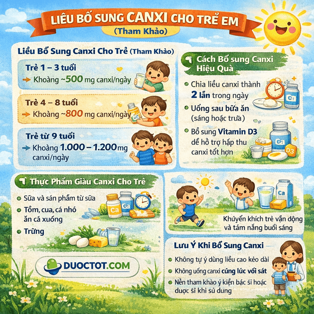 LIỀU BỔ SUNG CANXI CHO TRẺ EM